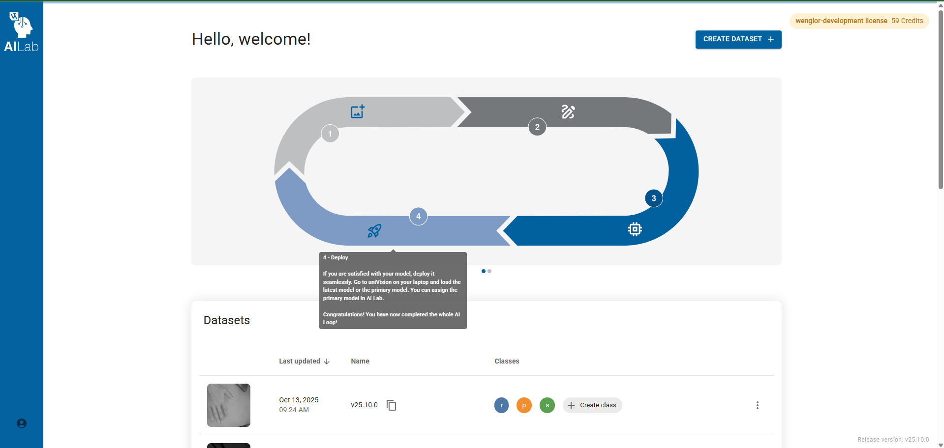 wenglor AILab onboarding and AI Loop flow